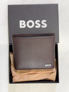 NWT BOSS Zair Bifold Leather Wallet, Brown, $90 MSRP